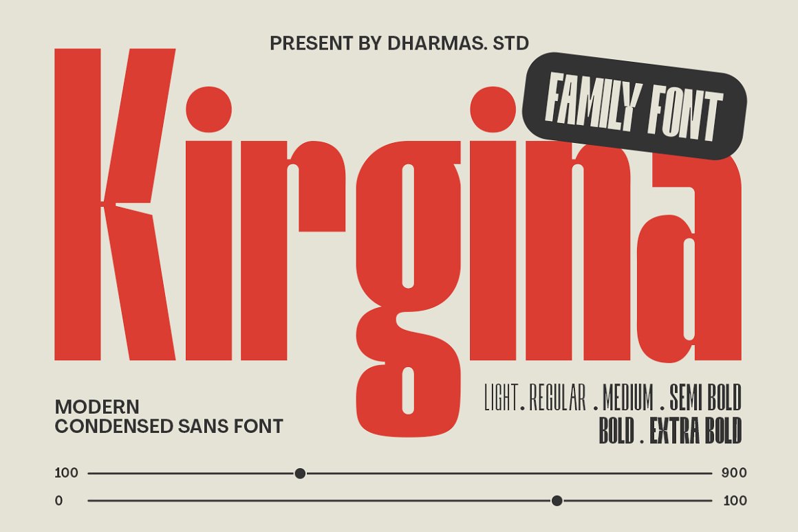 The Free Kirgina - Condensed Font Family Download