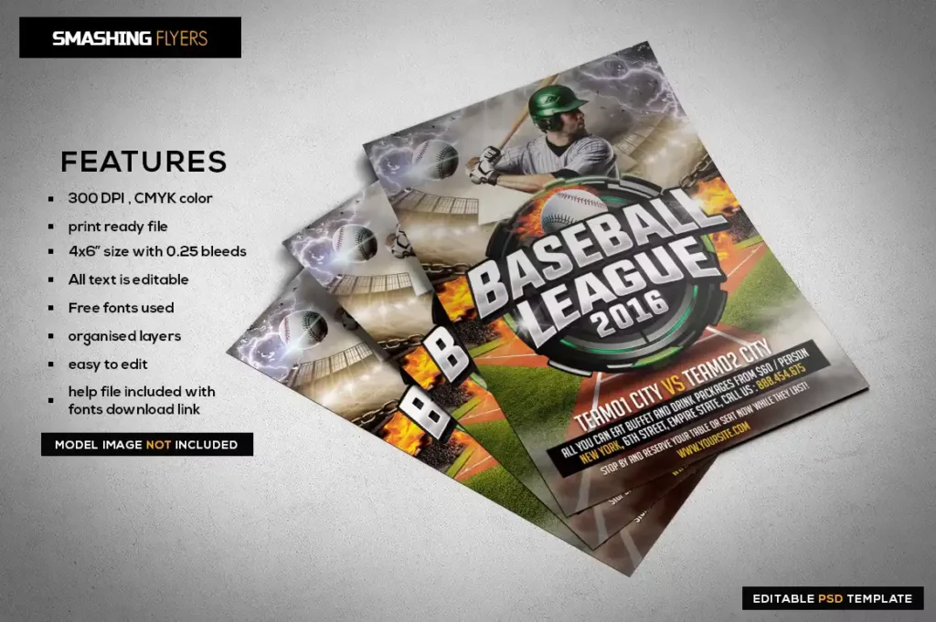 Baseball League Flyer Template 2