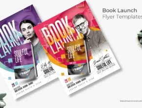 Book launch flyer design PSD