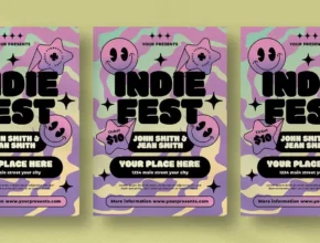 Purple indie fest flyer