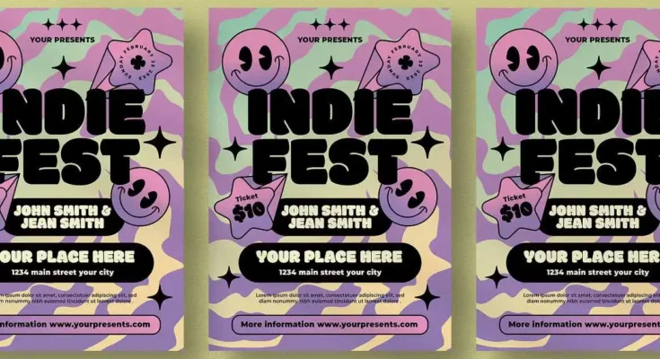 Purple indie fest flyer