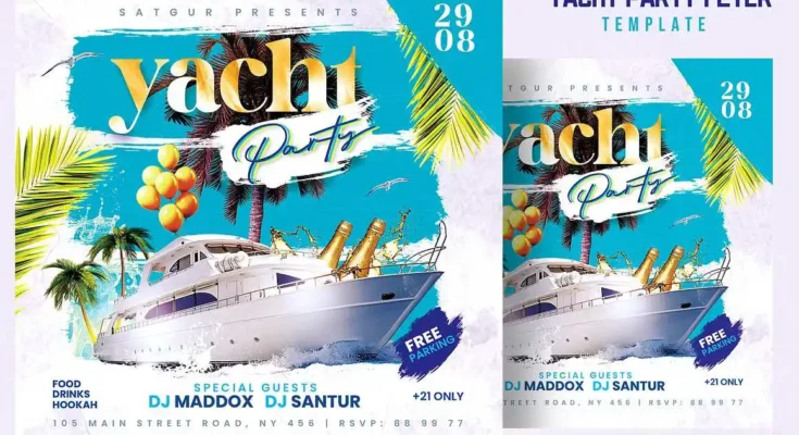 Yacht party flyer template