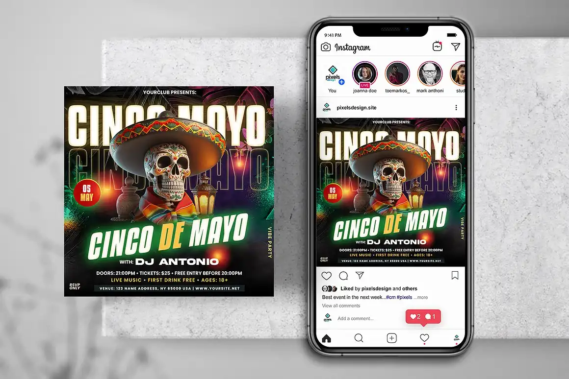 cinco de mayo party instagram flyer